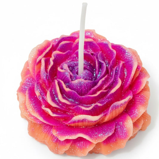 Enchanted Bloom Rose Candle - Glitter Finish